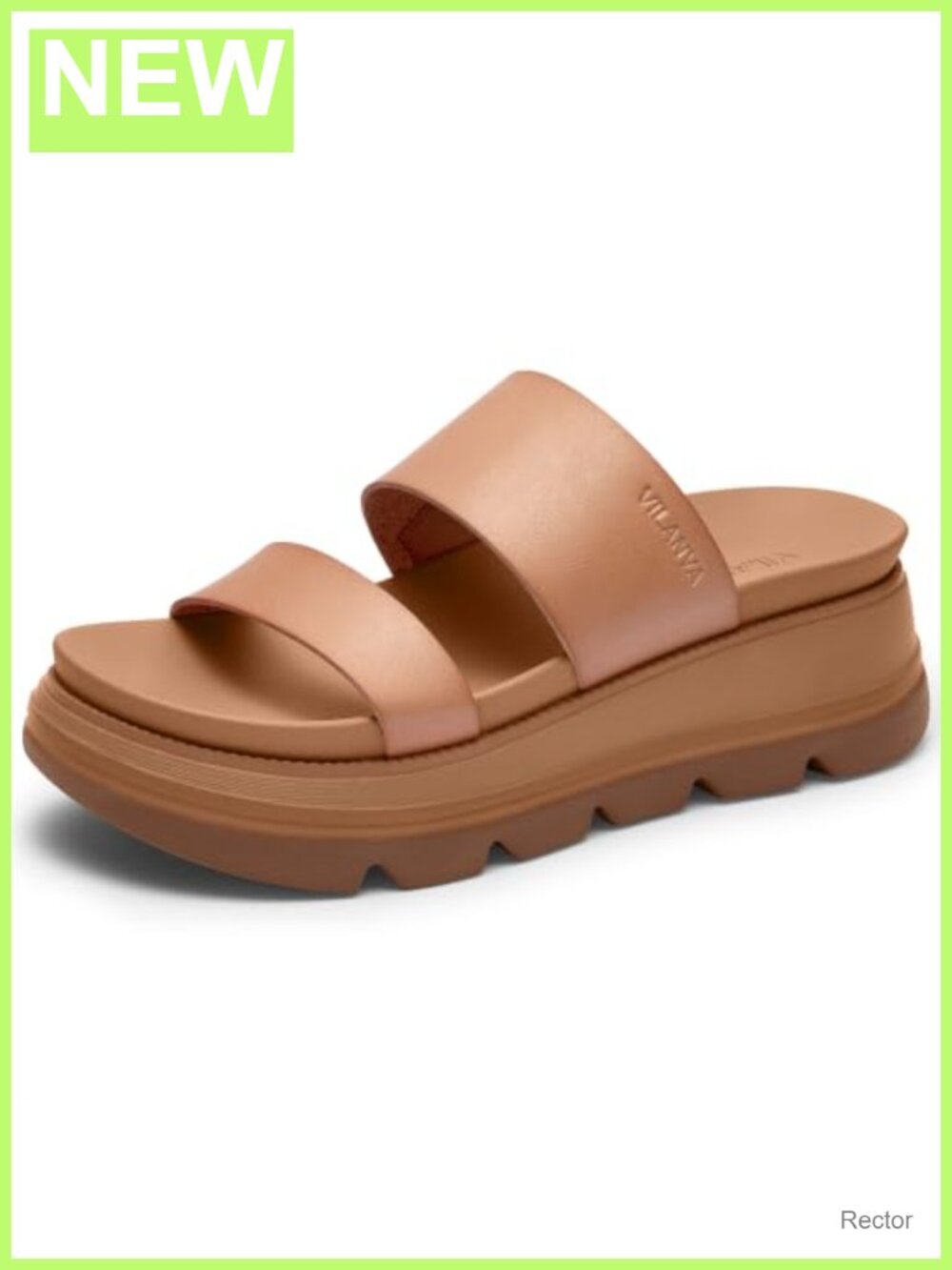 Vilanva Women's Platform Slide Sandals 2 Inch Chunky Double Strap Slip-On